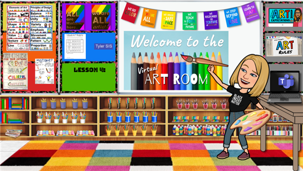 Picture of an Art Classroom with Bitmoji Miss Walsh Picture of an Art Classroom with Bitmoji Miss Walsh