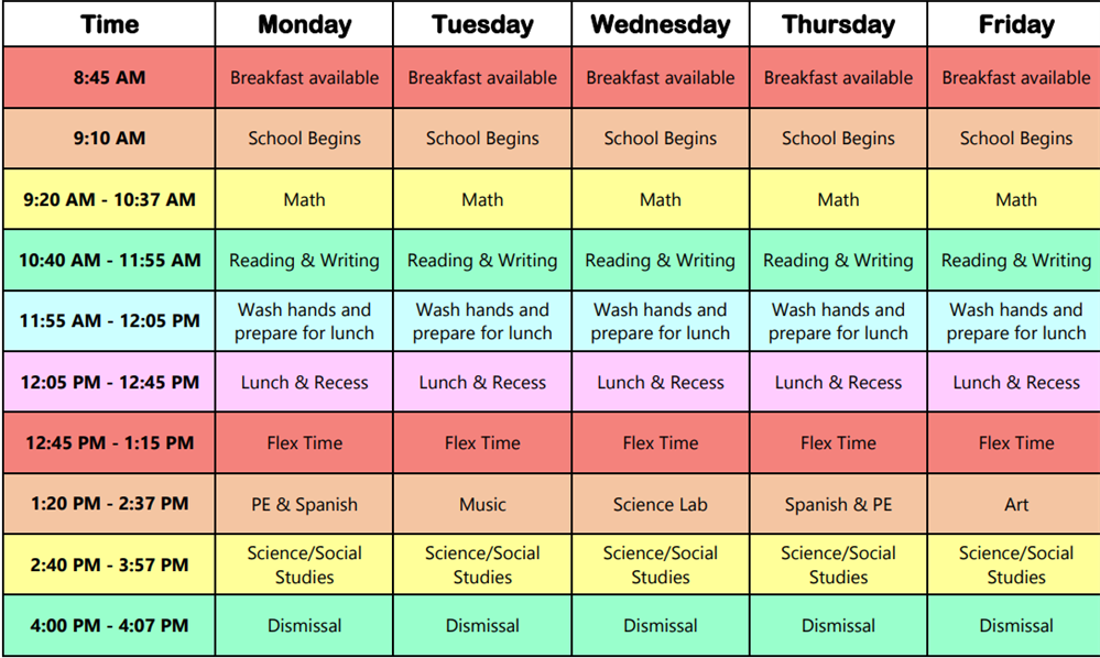 Sweeten, Kinley - 3rd Grade / Daily Schedule