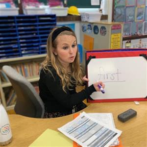 Mrs. Monsky teaching. 