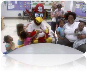 Students Enjoying A Visit From Stl Cardinals Mascot, Fredbird. 