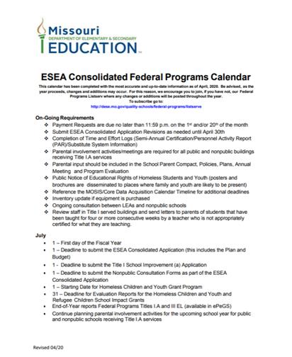 State And Federal Programs 2020 2021 Fedpro Calendar slps 2021 calendar