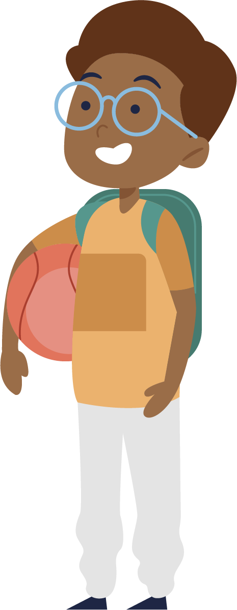 Boy with Backpack and Ball Boy with Backpack and Ball